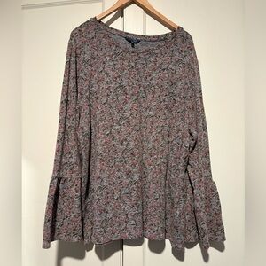 Lucky Brand Floral Knit Bell Sleeve Top